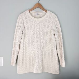J. Jill Women's PL (Petite Large) Chenille‎ Cable Knit Crewneck Sweater Chunky